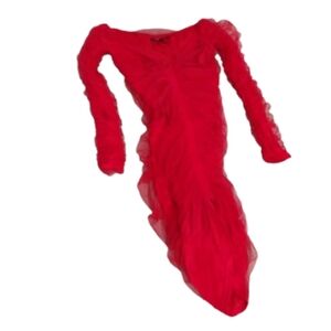 Hera Collection Long Sleeve Ruched Red Dress Sz S